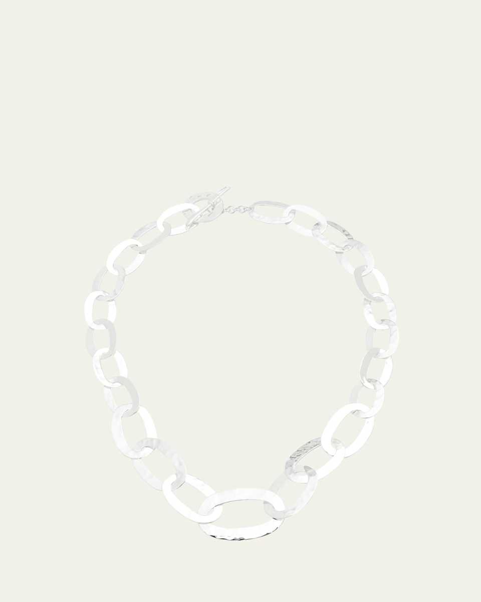 Roma Links Long Chain Necklace in Sterling Silver